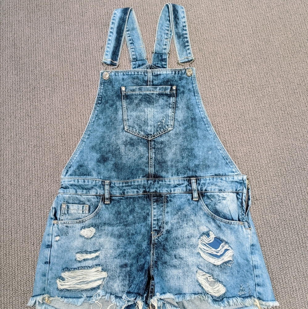 Free People Jean Overall Shorts